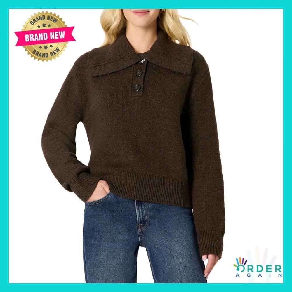Relaxed Fit Button Collar Sweater Textured Cotton Blend Cozy Chic Minimal